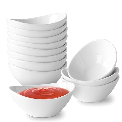 UIBFCWN Dipping Sauce Bowls Ceramic, 1.7 Oz Ceramic Dipping Bowls, Small Soy Sauce Dishes, Mini Serving Bowl for Side Dishes Sushi ketchup Charcuterie, 12 Pack - color: Oval, size: 12 Pack