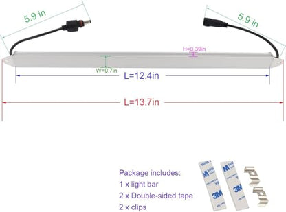 12" Blue 460nm LED Aquarium Fish Tank Light SMD5050 Waterproof IP67 | 18LEDs Aluminum LED Lighting 12V DC Grow Plant Light Bar Marine Reef Aquariums Lighs (No Adapter and Dimmer) - color: Blue