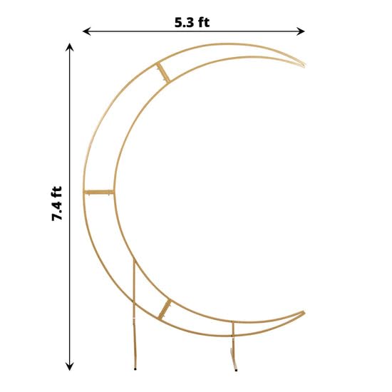 Tableclothsfactory 7.5ft Gold Metal Crescent Moon Wedding Arch Stand, Curved Flower Balloon Frame