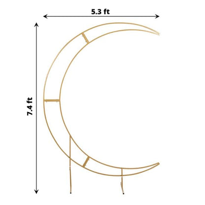 Tableclothsfactory 7.5ft Gold Metal Crescent Moon Wedding Arch Stand, Curved Flower Balloon Frame