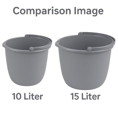 2 Pack 10 Quart Spout Pail – Classic Titanium Gray Plastic Bucket with Pour Spout and Handle for Cleaning, Mopping, Gardening, and Storage Use