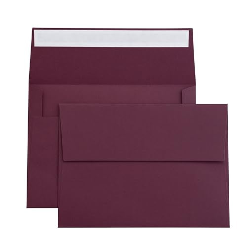 PONATIA 5x7 Envelopes, Self- Adhesive Burgundy A7 Envelopes - 50 Pack - color: Burgundy