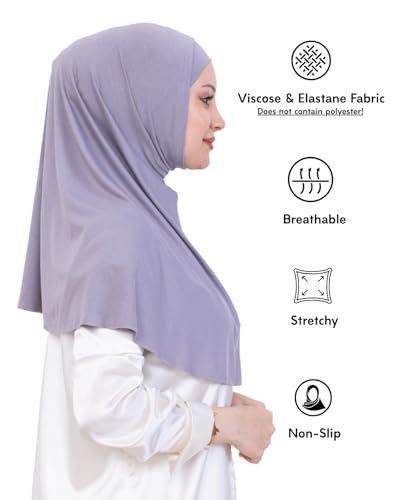 Prien Instant Hijab For Women, Muslim Long Scarf, Undercap Turban Set, Turkish Islamic Clothing, Prayer Clothes For Abaya - color: Grey