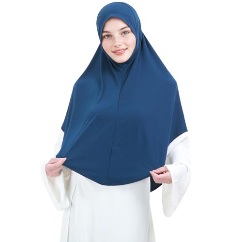 Instant Hijab for Women Muslim Stretchy Prayer Hijab Islamic Headscarf - color: Light Navy