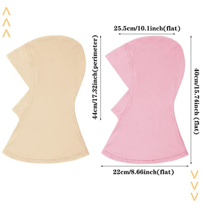 4 Pieces Modal Hijab Cap Adjustable Muslim Stretchy Turban Full Cover Shawl Cap Full Neck Coverage for Lady - color: Black, Blue, Pink, Apricot