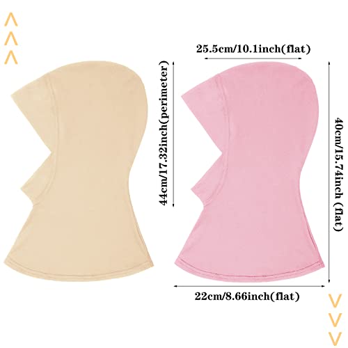 4 Pieces Modal Hijab Cap Adjustable Muslim Stretchy Turban Full Cover Shawl Cap Full Neck Coverage for Lady - color: Black, Blue, Pink, Apricot