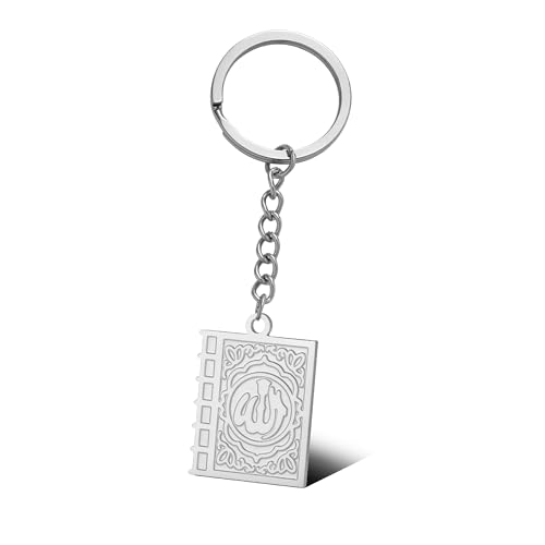Keychain with Allah Square-shaped Keychain Islam Surah Koran Muslim Amulet Allah Keyrings Religious Keychain Jewelry - color: Allah-k-s