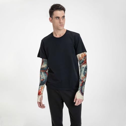 Cooling Arm Sleeves Cover Summer Sun Protection Arm Sleeves For Men Women Baseball Cycling Golf Running - color: Dragon 27