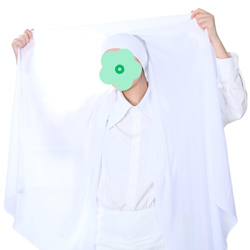 Magnetic Chiffon Hijab Scarf for Women, Quick Snap Closure Headscarf, Breathable Muslim Headwrap with Under Cap - color: Pearly White