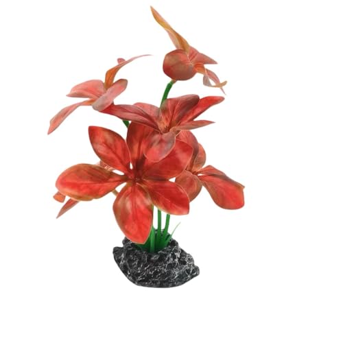 JGbaby Artificial Aquarium Plants,Fish Tank Decorations Betta Leaf Hammock 7in Realistic Silk & Plastic Plants, Hideout Decor for Betta. Goldfish,Reptiles,Small Tanks (Red Type-A) - color: Redtype-a, size: 7 inches