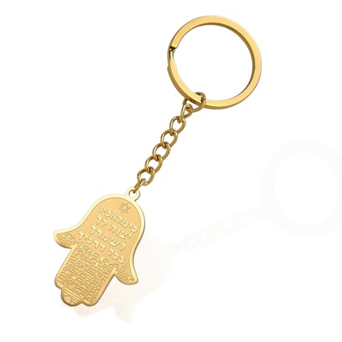 VASSAGO Stainless Steel Hamsa Hand of Fatima Keychain - color: Gold