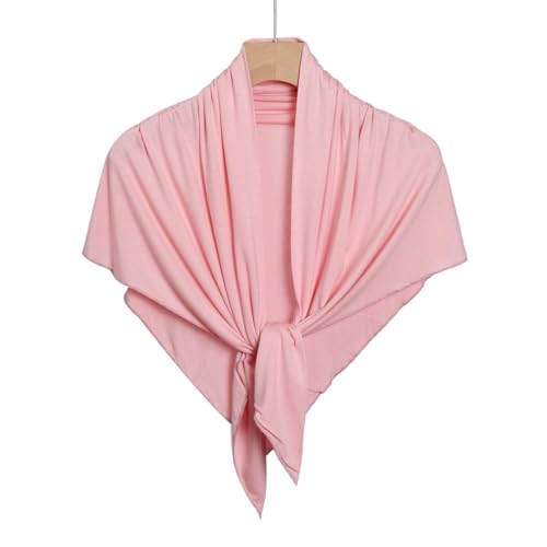 Soft Modal Lightweight Triangle Scarf Shawls Hijab for Muslim Ramadan Women Turban Headwrap Scarves - color: Pink