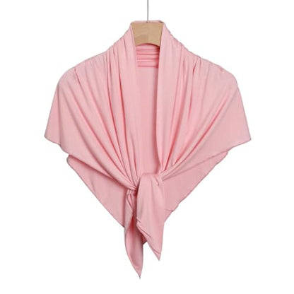 Soft Modal Lightweight Triangle Scarf Shawls Hijab for Muslim Ramadan Women Turban Headwrap Scarves - color: Pink