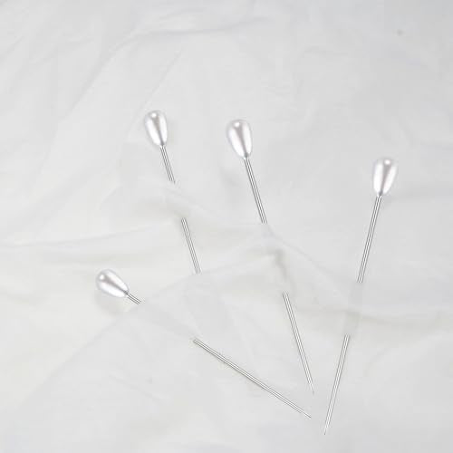 Pins for Flower Bouquets 100pcs Long Teardrop Pearl Pins,White Pearl Boutonniere Pins for Sewing Flower Decorations Wedding Supplies Decorations Jewelry Making.