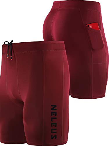 NELEUS Men's 3 Pack Running Compression Shorts with Pockets - color: 6072 Black/Blue/Red,3 Pack, size: Small