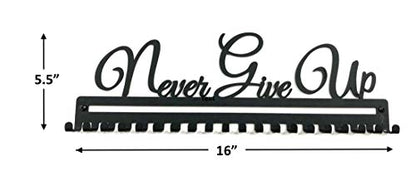 Metal Wall Mount Motivational Medal Hanger Display and Lanyard Ribbon Holder - Ribbon Display Rack with Easy Hanging Hooks & Simple Install, Gifts for Kids & Adults - style: Never Give Up