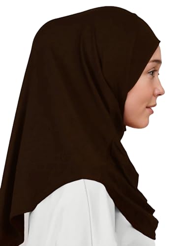 Lina & Lily Modal Jersey Muslim Amira Instant Hijab Scarf One Piece Ready-To-Wear - color: Dark Brown