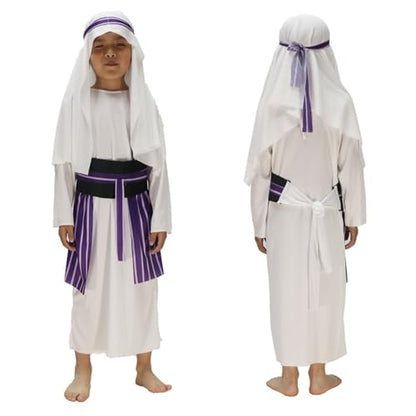 Kids Muslim Thobe Boys Arab Thobe Ethnic Ramadan Islamic Clothing Long Sleeve Arabic Prayer Kaftan Eid Trendy Maxi Dresses - color: White, size: 11-13 Years