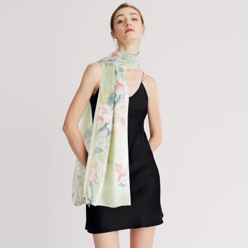 GERINLY Lightweight Scarves Fashion Print Cotton Feel Scarf for Women Shawl - color: Z-lightgreen