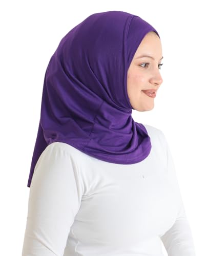 Prien Sport Instant Hijab For Women, Muslim Cotton Turban, Soft Head Scarf, Ready To Wear Hijabs Prayer Clothes, Islamic Wear - color: Purple