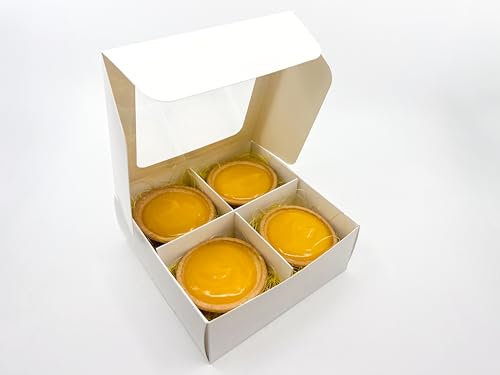 Treat Boxes - 24 ct 6 x 6 x 2.4 in Bakery Boxes with Windows and Dividers for Candy, Cookies, Cupcakes, or Bakery Desserts - Chocolate, Treats, and Baked Goods Packaging for Gifting - color: White