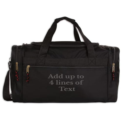 Personalized Sport Deluxe Duffel Bag With Custom Name & Text - Text Only - color: Black, style: Text Only 21 Inch
