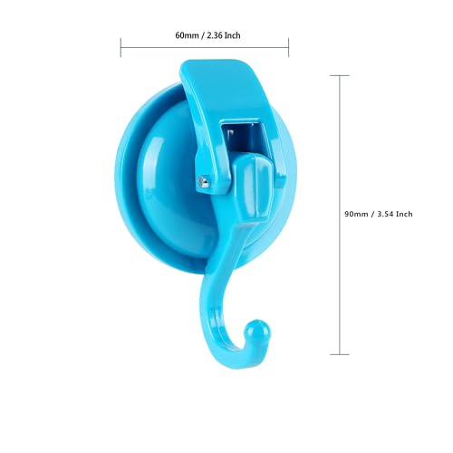 Heavy Duty Vacuum Suction Cup Hooks, Blue Plated Polished Super Suction for Kitchen Bathroom, 2 Pack - color: Blue