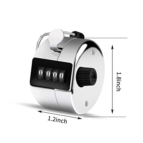 Eliamo 12 Pcs Hand Tally Counter 4-Digit Lap Counter Clicker, Manual Mechanical Handheld Pitch Click Counter with Finger Ring for School Golf & Knitting Row Croche - color: Silver