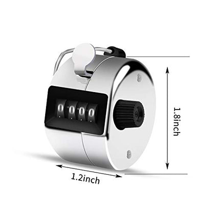 Eliamo 12 Pcs Hand Tally Counter 4-Digit Lap Counter Clicker, Manual Mechanical Handheld Pitch Click Counter with Finger Ring for School Golf & Knitting Row Croche - color: Silver