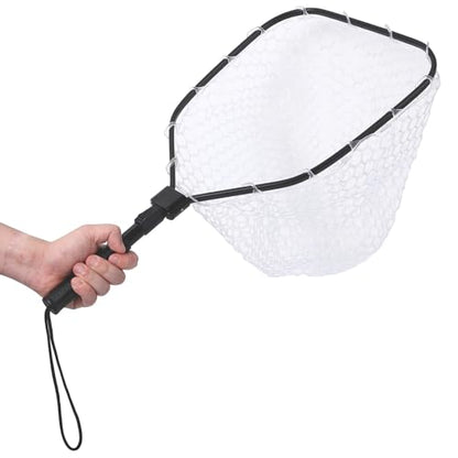 Fly Fishing Net, Soft Mesh Trout with Handle, Catch and Release Landing for Freshwater, Saltwater, Gift for Anglers & Fly Fishing Enthusiasts - style: Folding Net
