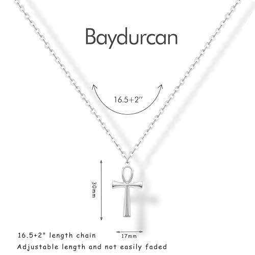 Baydurcan 여성용 실버 목걸이, 악마의 눈 앙크 리본 목걸이, 친구 자매 생일 Just Because 크리스마스 선물 - style: 앙크 크로스