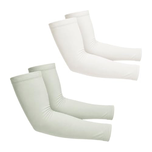 netdraw Unisex Bamboo Viscose Arm Sleeves 2 Pack - color: White/Sage, size: Small-Medium