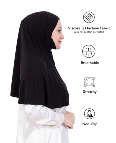Prien Easy To Wear Hijab For Women, Muslim Instant Turban With Niqab, Islamic Clothes, Soft Scarf For Prayer, Abaya, Khimar - color: Black