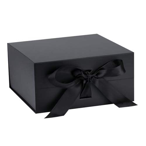 OEMVALATY Black Gift Box,8x8x4 Inches Gift Boxes with Lids for Presents with Magnetic Closure and Ribbon for Wedding,Storage,Birthday - color: 08x8x4 Inch-Black-Pack of 1