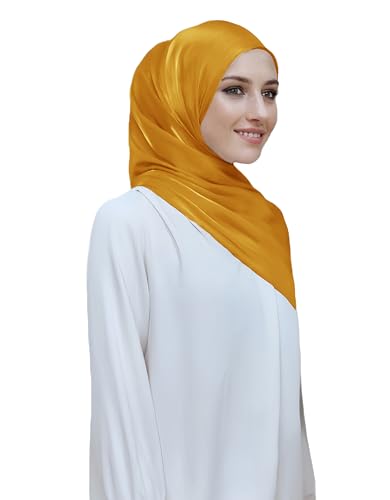 Lina & Lily Sheen Shimmer Women's Crepe Scarf Shawl Wrap Head Hijab Lightweight - color: Gold