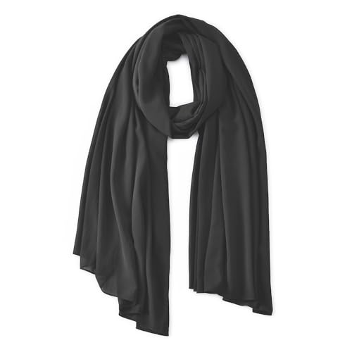Yeieeo Chiffon Head Wraps for Women - Solid Color Fashion Bubble Chiffon Scarf Hijab - color: Dark Grey