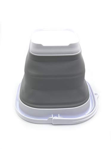 SAMMART 2.6L (0.68 Gallon) Super Mini Sqare Collapsible Plastic Bucket - Foldable Square Tub - Portable Fishing Water Pail - Space Saving Outdoor Waterpot (1, Grey) - color: Gray