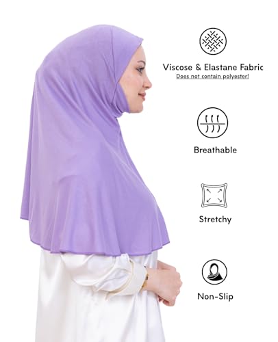 Prien Easy To Wear Hijab For Women, Muslim Instant Turban With Niqab, Islamic Clothes, Soft Scarf For Prayer, Abaya, Khimar - color: Lilac