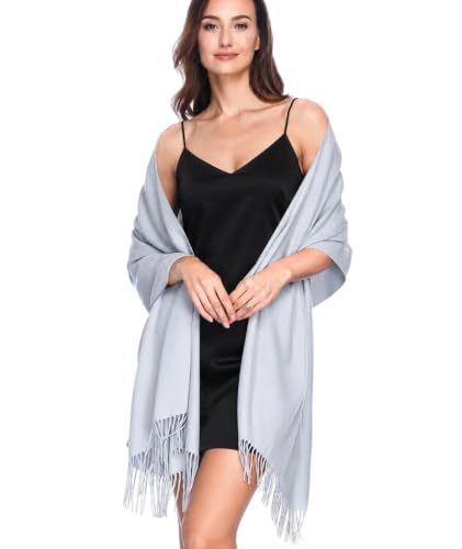 Pashmina Shawl Wraps Scarves Evening Dresses Wedding Bridesmaid for Women - color: Silver