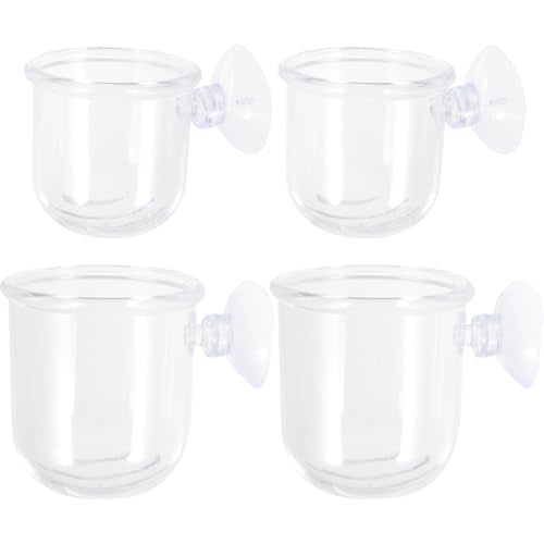 KALLORY 4pcs Aquarium Fish Feeder Cups Acrylic Worm Holding Tank Accessories Filter Hollow Design Multi-Function Feeding Containers for Fish and Aquatic Pets