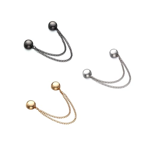 GAUEIOUR 3PCS Magnetic Clothing Clips, Multi-Function Magnetic Pinless Clothing Clips, Hem Shawl T-Shirt Hem Shirt Sleeve Magnetics Seam Free Fastening Decoration Buckle (Silver/Gold/Black)