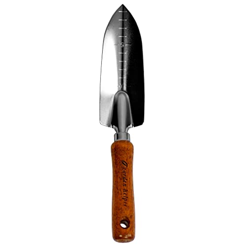 Japanese Garden Trowel Heavy Duty Japanese Steel with Wood Handle, Garden Transplanter Tool for Digging, Scooping, Transplanting, Made in Japan, Small Silver - color: Brown Trowel Small