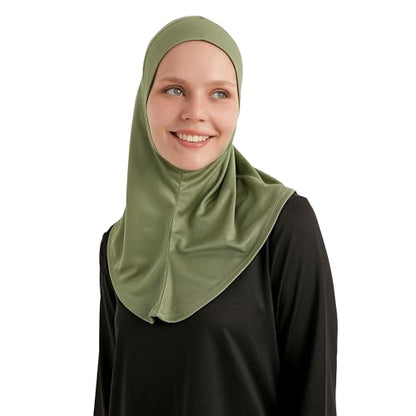Hijab for Hair Buns - Ready-to-Wear Breathable Headscarf for Running, Fitness - Headscarf for Active Muslim Women - color: Pastel Green
