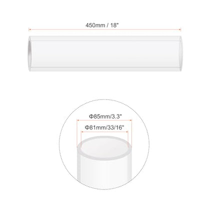 18" Clear Plastic Rigid Pipe 81mm ID x 85mm OD (3 3/16" ID x 3.3" OD) Acrylic Round Tubing, [for Plumbing, Hydraulics, Aquarium] - size: 3.1875" x 3.3"