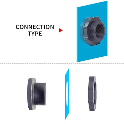 ChillWaves PVC Bulkhead Fitting 1-1/4" Double Thread Connector Adapter for Water Tank, Aquariums, Rain barrels(4-PACK) - size: 1-1/4 INCH, style: Bulkhead Fitting