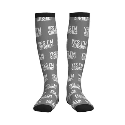 Muslim Islam Arabic Islamic Religious Allah God Be Compression Socks for Men & Women Circulation (15-20 mmHg) - color: 3 Black
