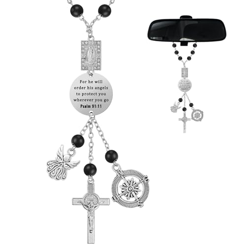 Landical Cross Car Charm for Mirror, Classic Style, Black - color: Black, size: Classic Style