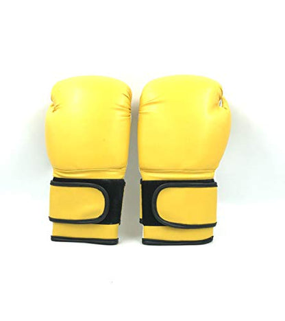 Boxing Gloves Yellow Kickboxing, Grappling, Fighting, Muay Thai Training Boxing Bag Gloves, Punch Bags and Focus Pads Punching Plain-Blank Vinyl Gloves No Logo - size: 10oz