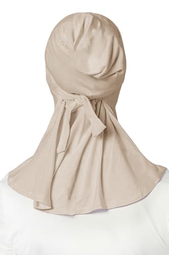 Lina & Lily Jersey Tie Back Hijab Underscarf with Neck Cover Full Coverage for Muslim Women - color: Beige