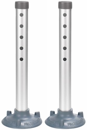 Foot Tubes with Suction Cup Tips, Replacement Parts for Toilet Safety Rails and Shower Chair Benches, Universal 5 Height Adjustable Aluminum Tube Accessories (Pack of 2)